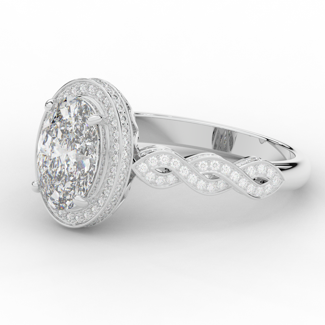 3.10CT.TW OVAL LAB DIAMOND HALO ENGAGEMENT RING - Nazarelle