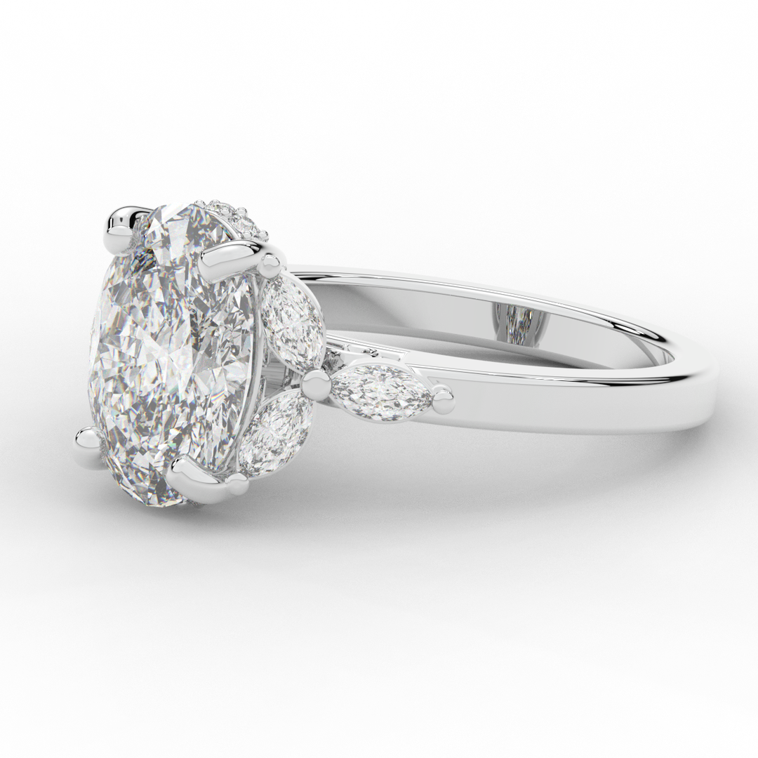 2.85CT.TW OVAL LAB DIAMOND ENGAGEMENT RING - Nazarelle
