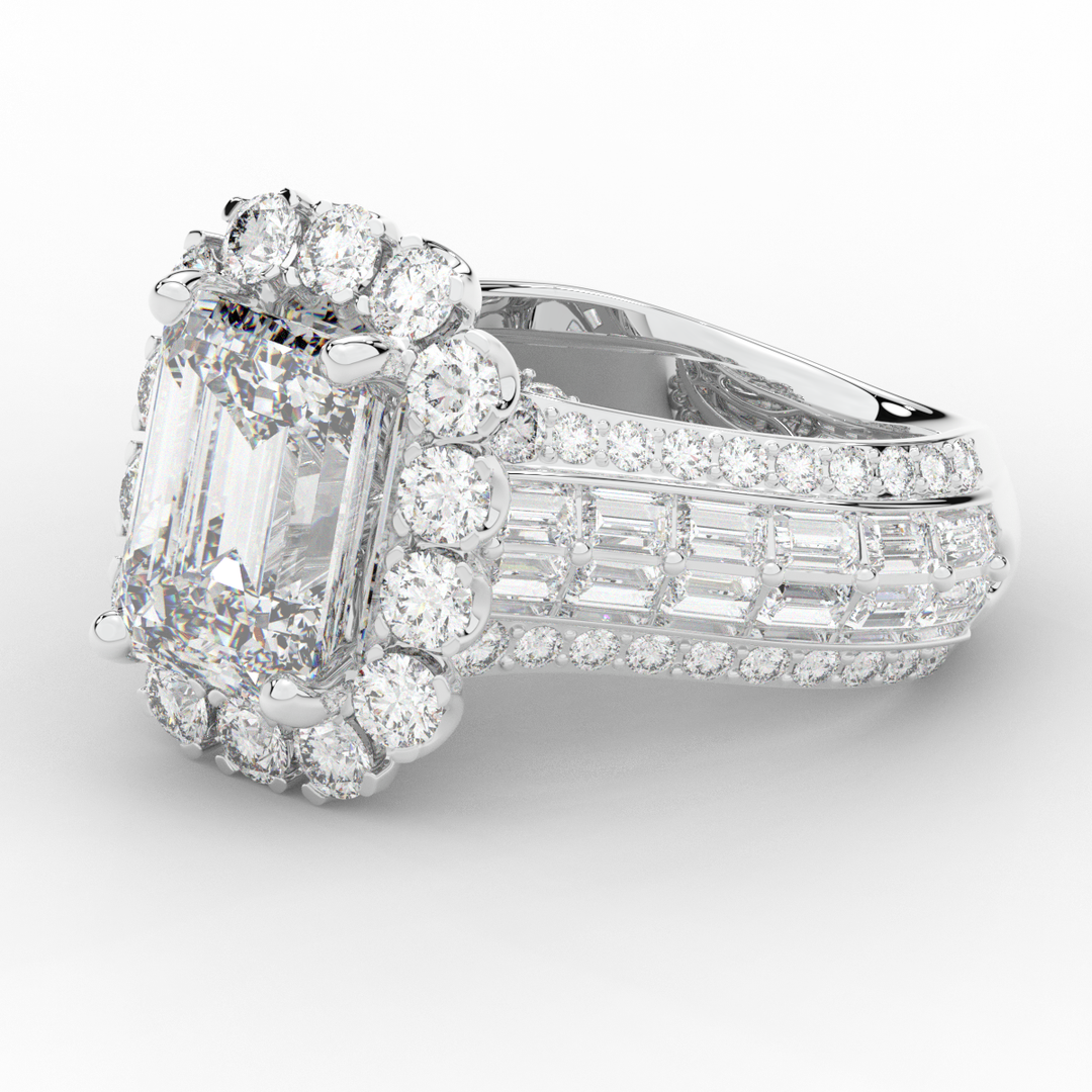 8.00CT.TW EMERALD CUT LAB DIAMOND HALO ENGAGEMENT RING - Nazarelle
