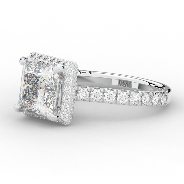 3.90CT.TW PRINCESS LAB DIAMOND HALO ENGAGEMENT RING - Nazarelle