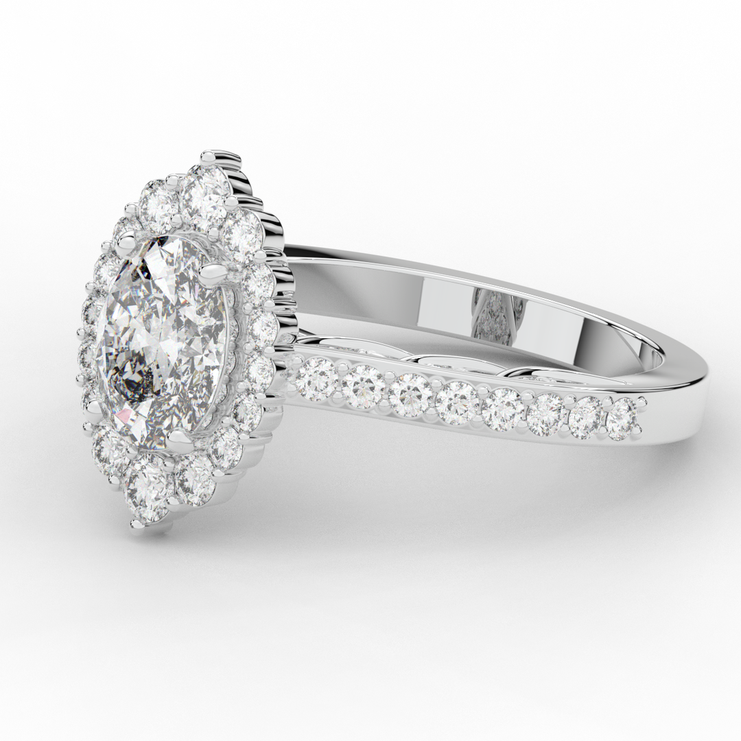 1.75CT.TW OVAL LAB DIAMOND HALO ENGAGEMENT RING - Nazarelle
