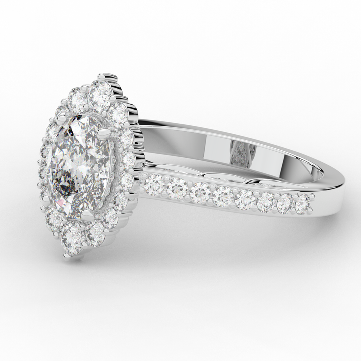 1.75CT.TW OVAL LAB DIAMOND HALO ENGAGEMENT RING - Nazarelle