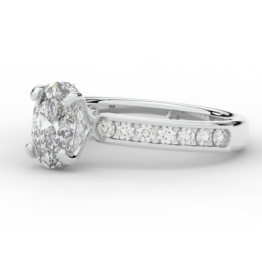 1.95CT.TW OVAL LAB DIAMOND UNDERHALO ENGAGEMENT RING - Nazarelle