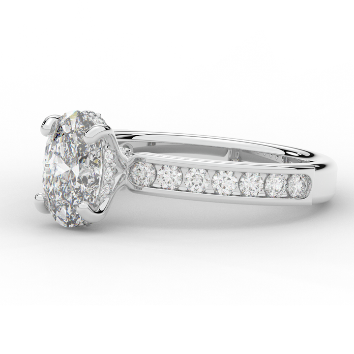 1.95CT.TW OVAL LAB DIAMOND UNDERHALO ENGAGEMENT RING - Nazarelle