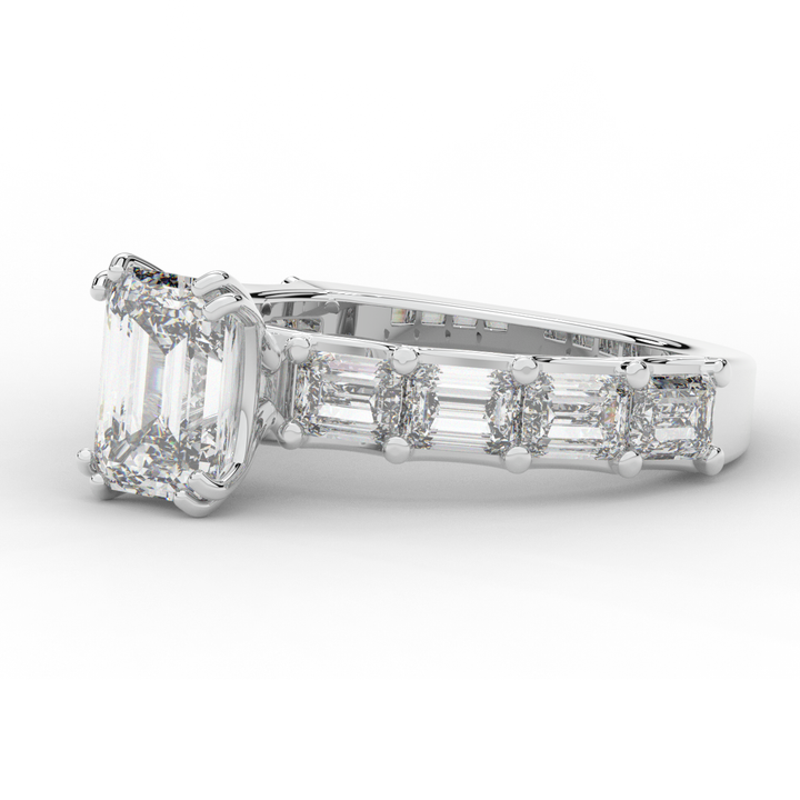 3.75CT.TW EMERALD CUT LAB DIAMOND SOLITAIRE ENGAGEMENT RING