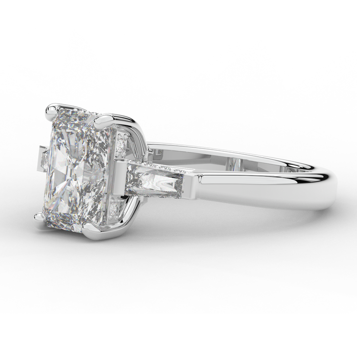 3.45CT.TW RADIANT LAB DIAMOND 3 STONE ENGAGEMENT RING - Nazarelle