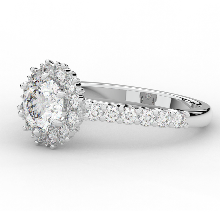 1.60CT.TW ROUND LAB DIAMOND HALO ENGAGEMENT RING - Nazarelle