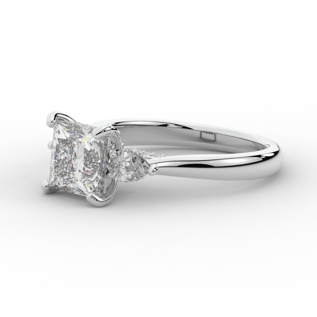 2.40CT.TW PRINCESS LAB DIAMOND 3 STONE ENGAGEMENT RING - Nazarelle