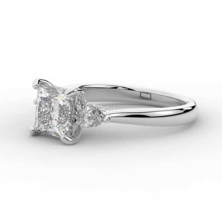 2.40CT.TW PRINCESS LAB DIAMOND 3 STONE ENGAGEMENT RING - Nazarelle