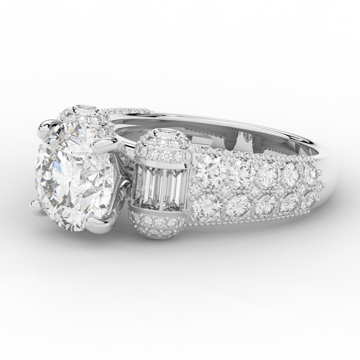 4.75CT.TW ROUND LAB DIAMOND ENGAGEMENT RING - Nazarelle
