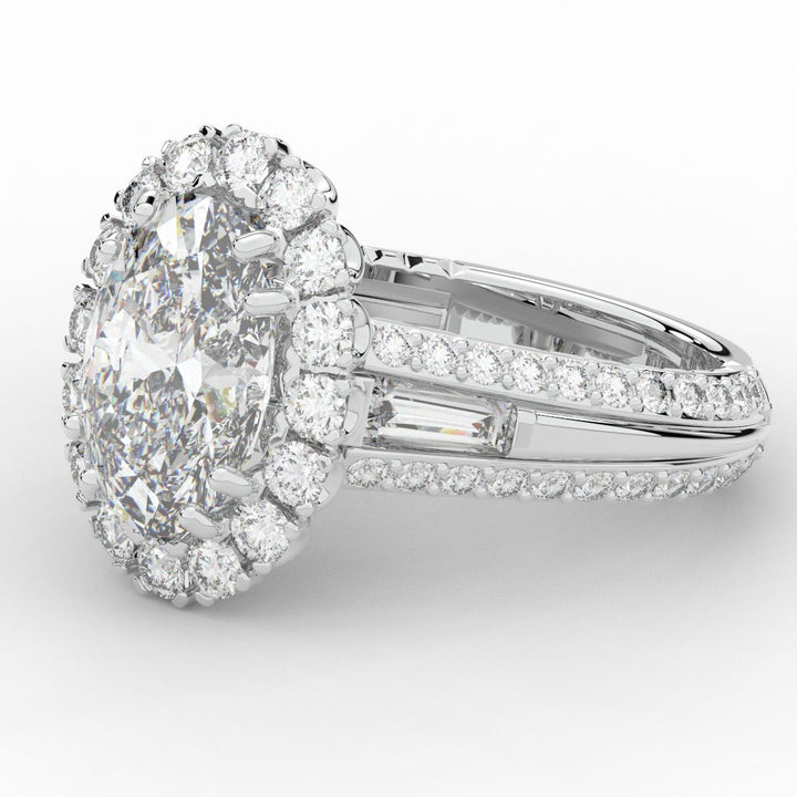 5.75CT.TW OVAL LAB DIAMOND HALO ENGAGEMENT RING - Nazarelle