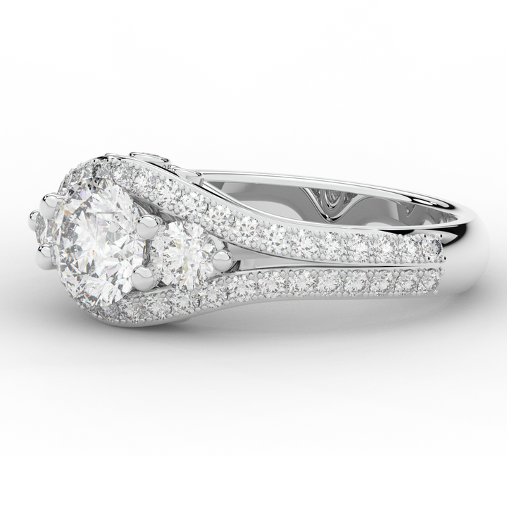 1.90CT.TW ROUND LAB DIAMOND THREE STONE ENGAGEMENT RING - Nazarelle