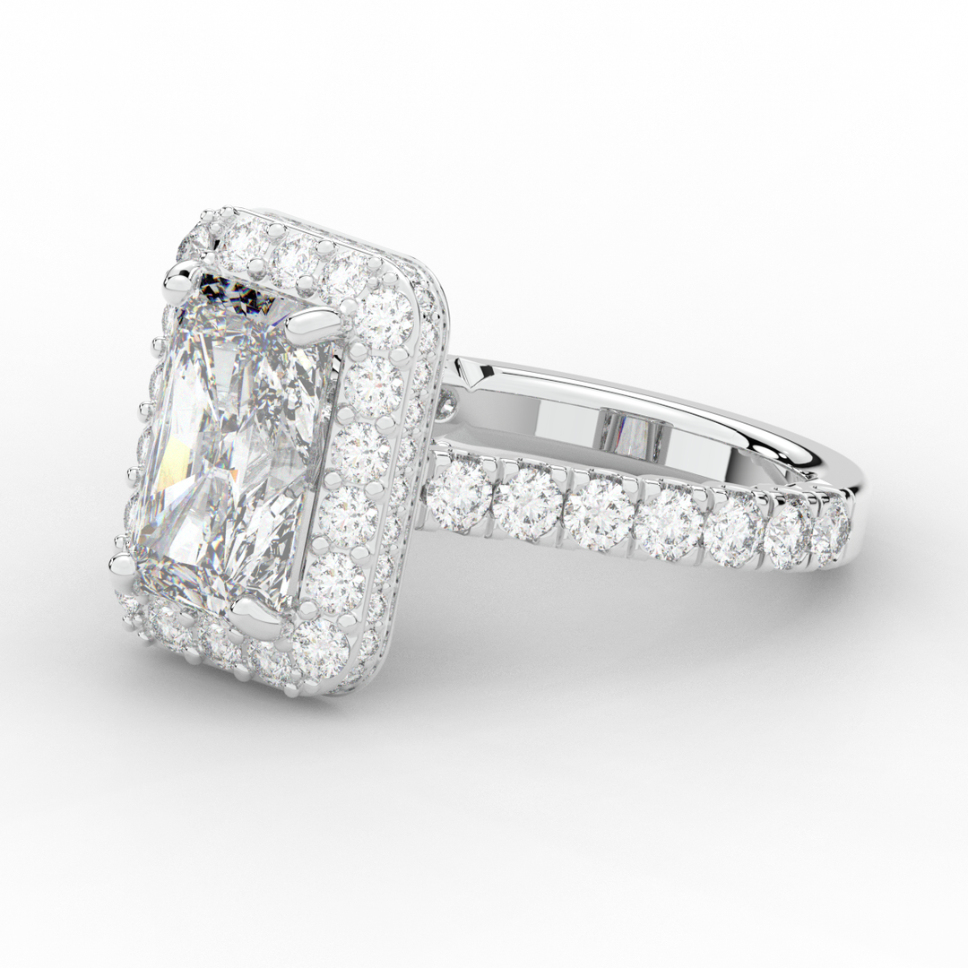 4.50CT.TW RADIANT LAB DIAMOND HALO ENGAGEMENT RING - Nazarelle