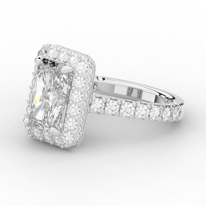 4.50CT.TW RADIANT LAB DIAMOND HALO ENGAGEMENT RING - Nazarelle