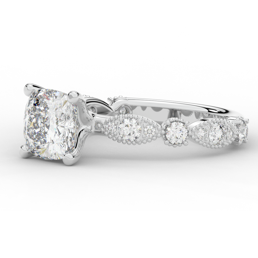 2.50CT.TW CUSHION LAB DIAMOND SOLITAIRE ENGAGEMENT RING - Nazarelle