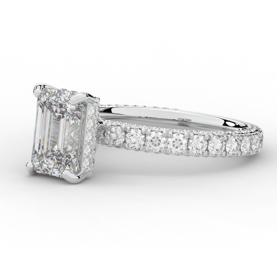 3.00CT.TW EMERALD CUT LAB DIAMOND ENGAGEMENT RING - Nazarelle