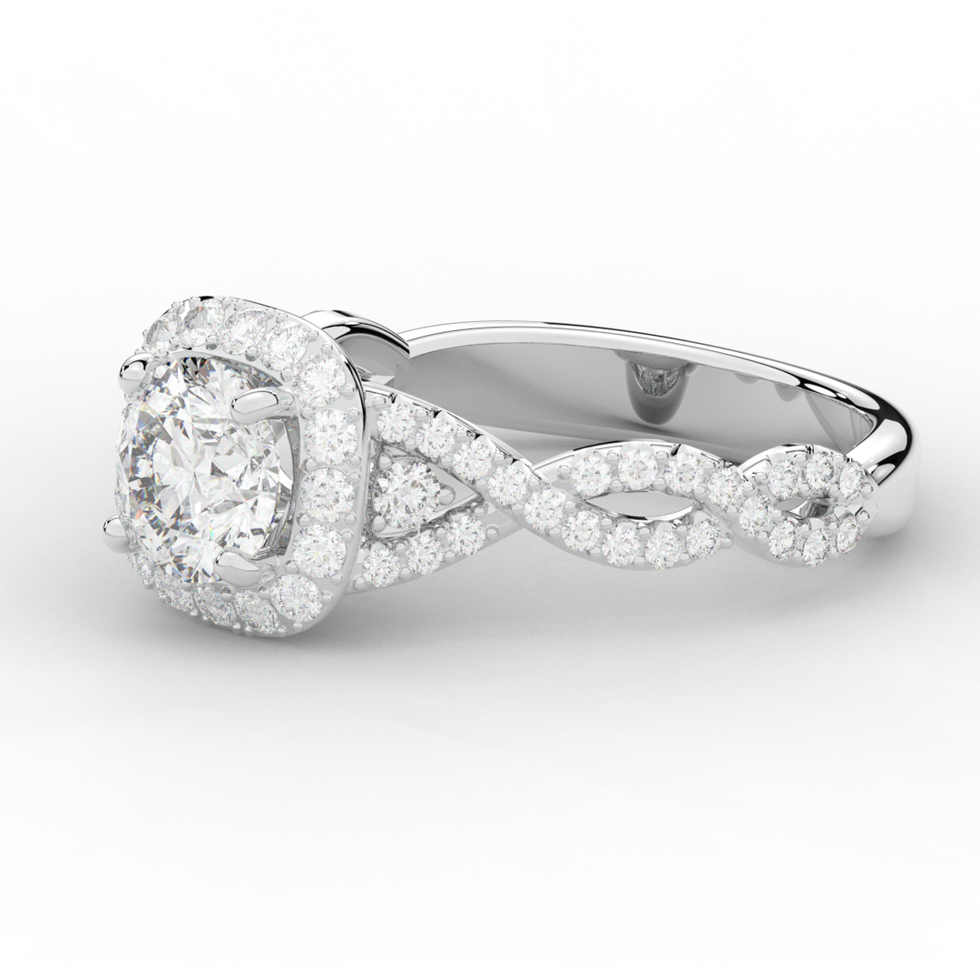 1.60CT.TW ROUND LAB DIAMOND HALO TWIST ENGAGEMENT RING - Nazarelle