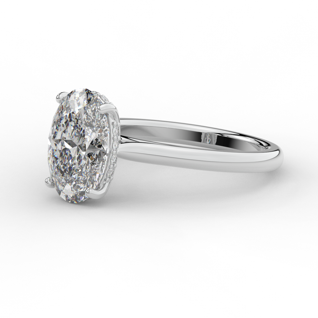 2.05CT.TW OVAL LAB DIAMOND UNDERHALO ENGAGEMENT RING - Nazarelle