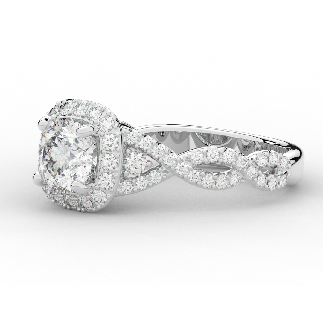 1.30CT.TW ROUND LAB DIAMOND HALO ENGAGEMENT RING - Nazarelle