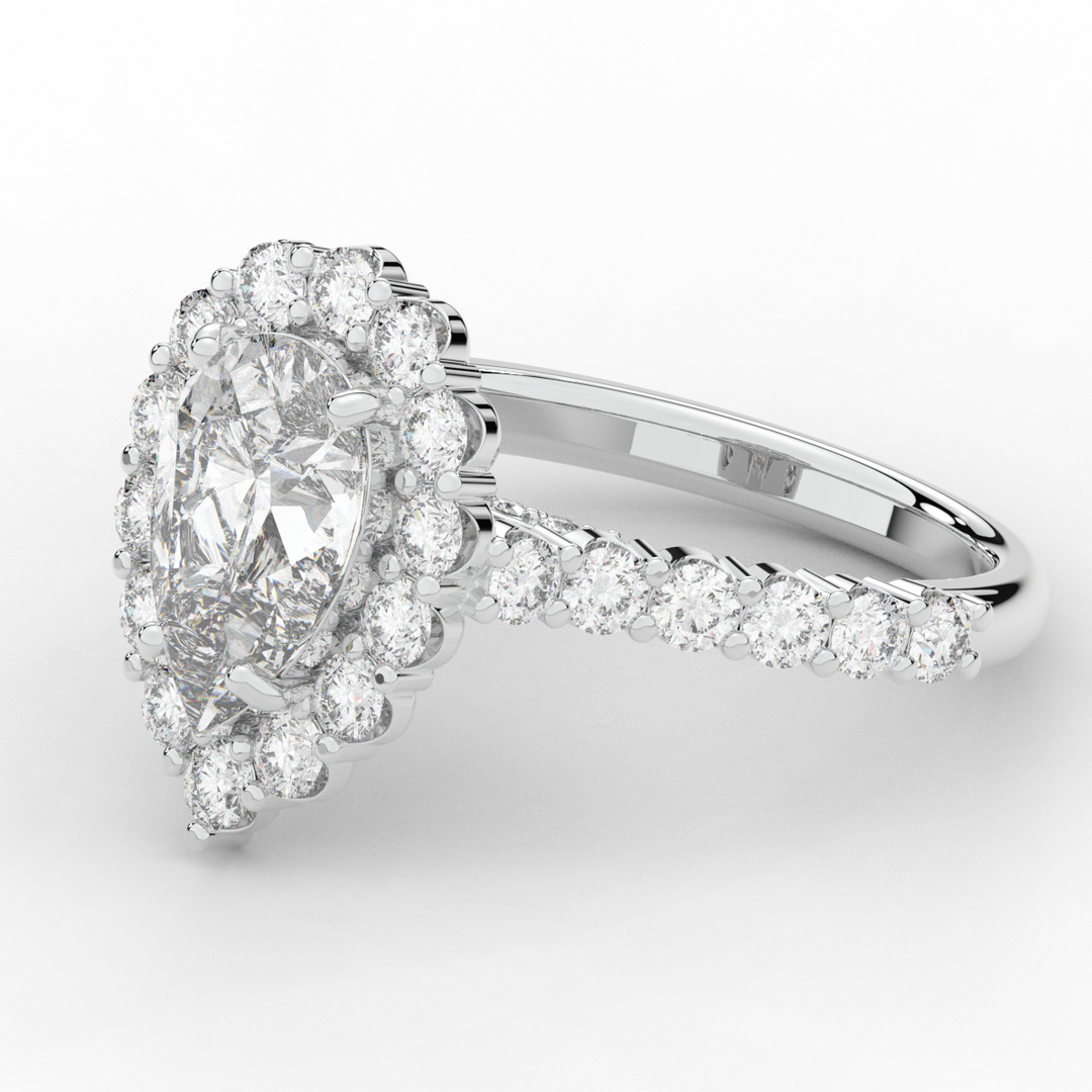 3.10CT.TW PEAR LAB DIAMOND HALO ENGAGEMENT RING - Nazarelle