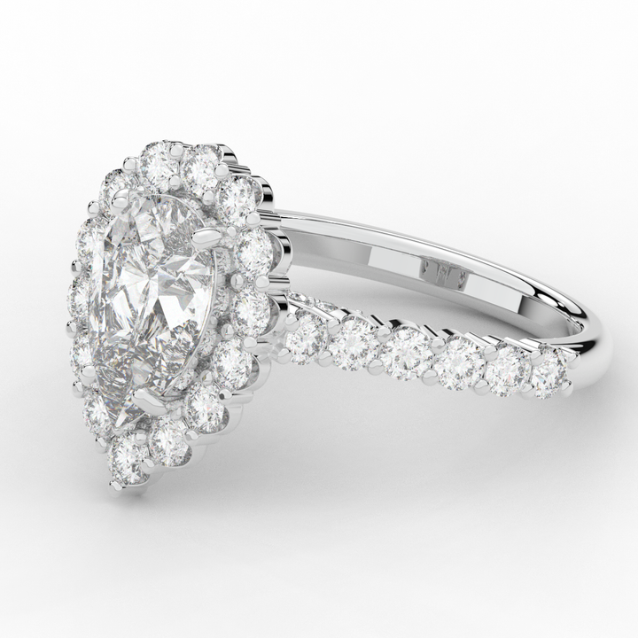 3.10CT.TW PEAR LAB DIAMOND HALO ENGAGEMENT RING - Nazarelle