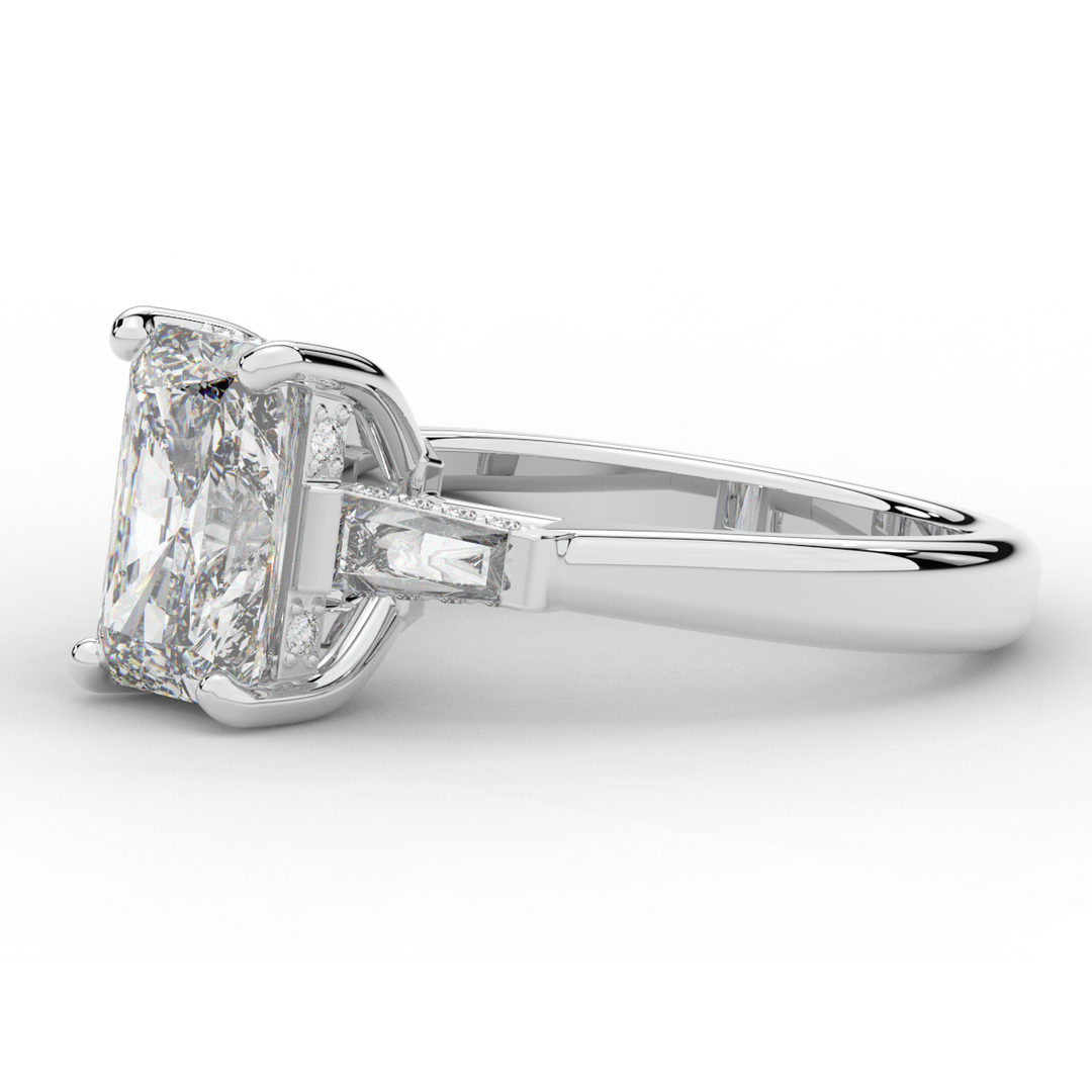 3.45CT.TW RADIANT LAB DIAMOND 3 STONE ENGAGEMENT RING - Nazarelle