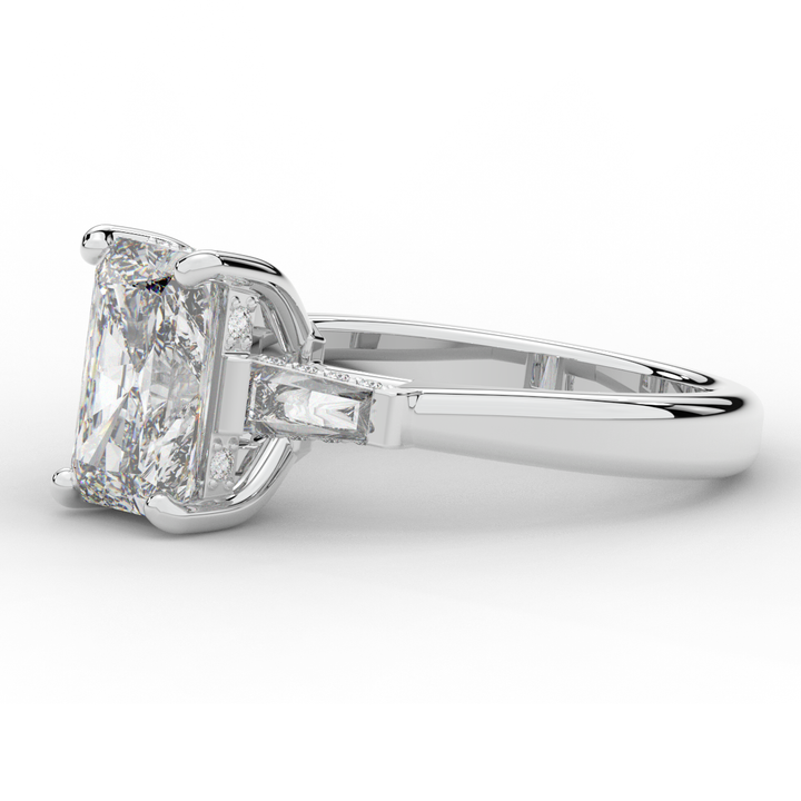 3.45CT.TW RADIANT LAB DIAMOND 3 STONE ENGAGEMENT RING - Nazarelle