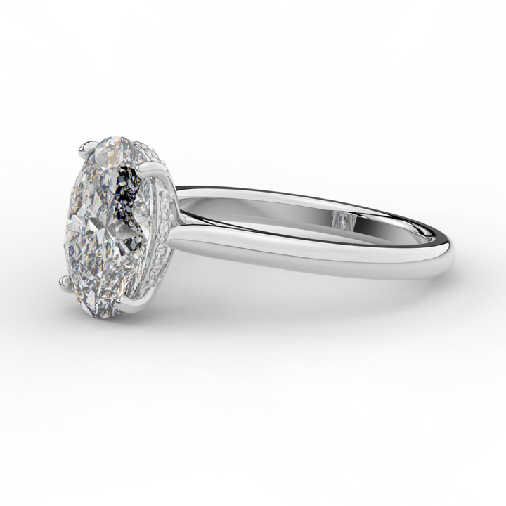 2.05CT.TW OVAL LAB DIAMOND UNDERHALO ENGAGEMENT RING - Nazarelle