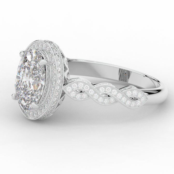 3.10CT.TW OVAL LAB DIAMOND HALO ENGAGEMENT RING - Nazarelle
