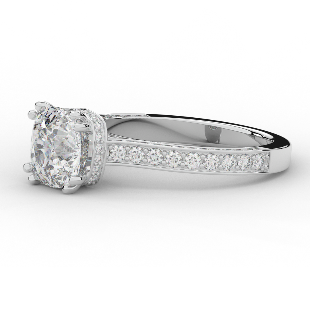 2.60CT.TW CUSHION LAB DIAMOND SOLITAIRE ENGAGEMENT RING - Nazarelle