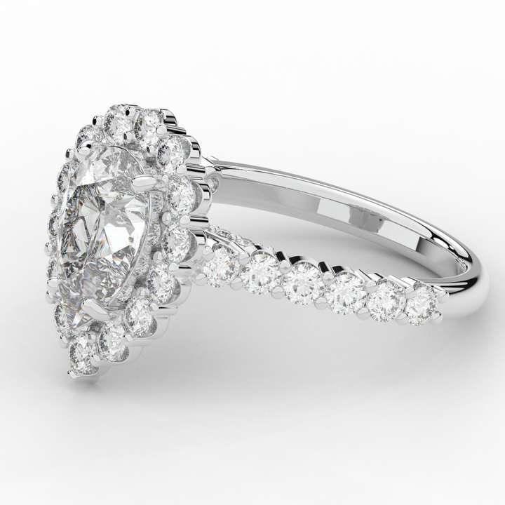 3.10CT.TW PEAR LAB DIAMOND HALO ENGAGEMENT RING - Nazarelle