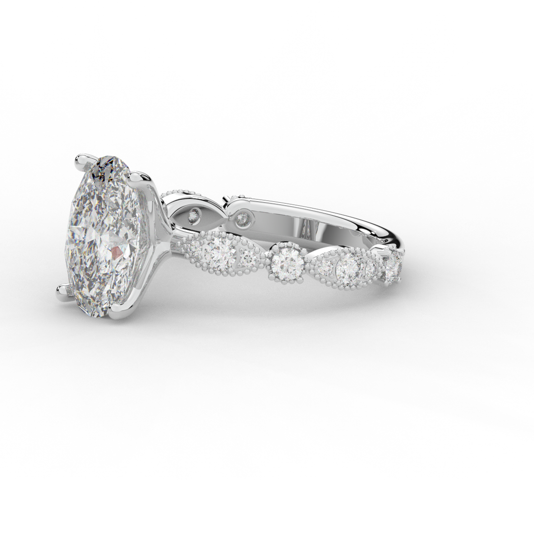3.50CT.TW OVAL LAB DIAMOND SOLITAIRE ENGAGEMENT RING - Nazarelle