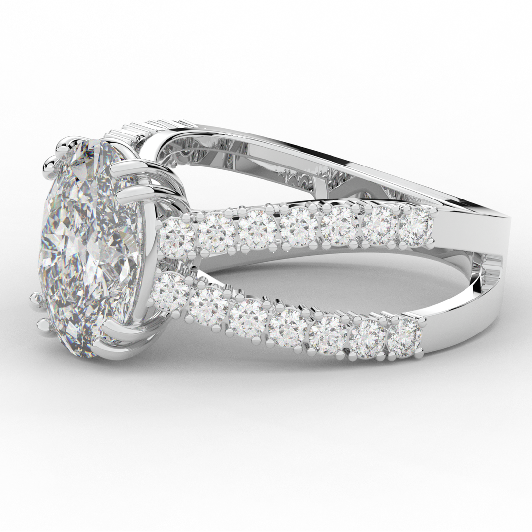 3.75CT.TW OVAL LAB DIAMOND SPLIT BAND ENGAGEMENT RING