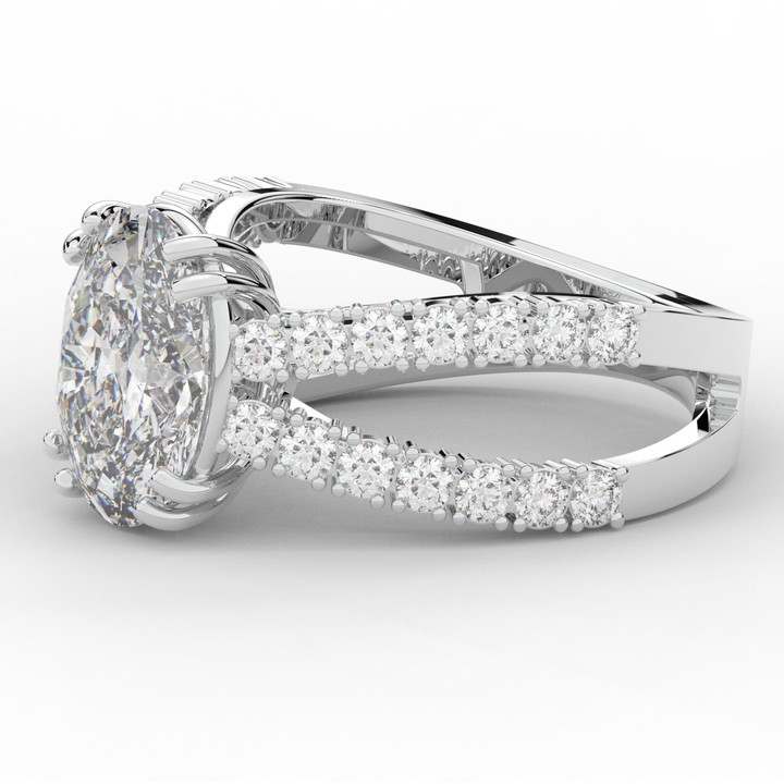 3.75CT.TW OVAL LAB DIAMOND SPLIT BAND ENGAGEMENT RING