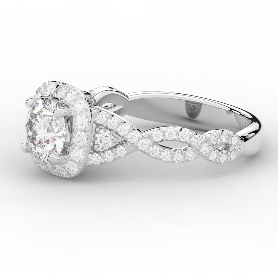 1.60CT.TW ROUND LAB DIAMOND HALO TWIST ENGAGEMENT RING - Nazarelle