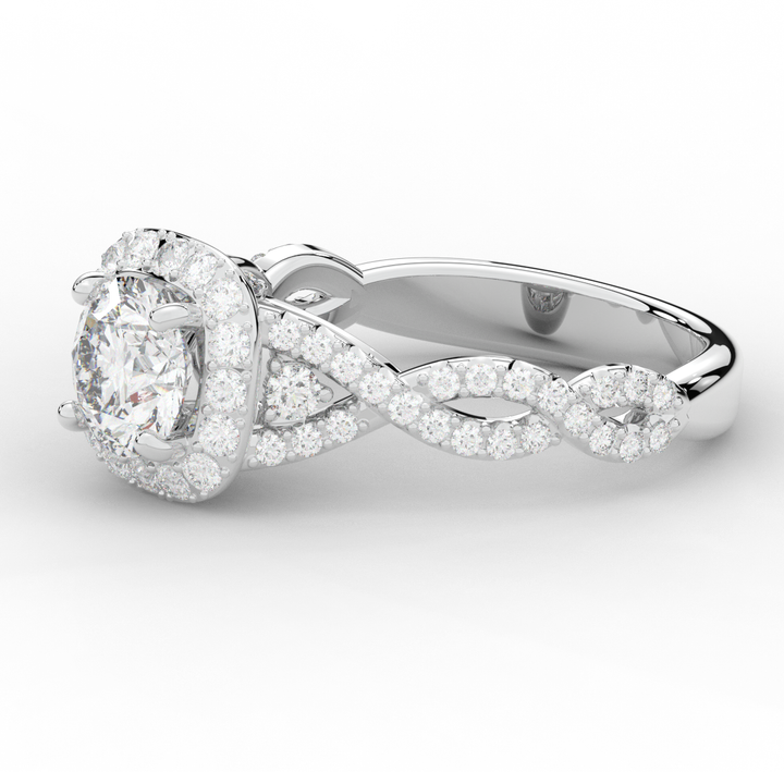 1.60CT.TW ROUND LAB DIAMOND HALO TWIST ENGAGEMENT RING - Nazarelle