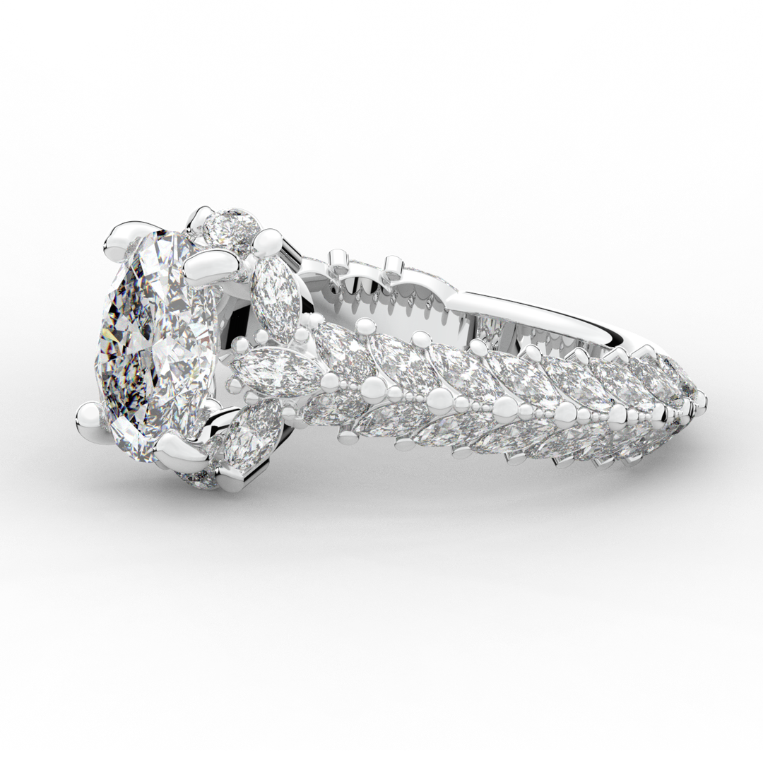 3.10CT.TW OVAL LAB DIAMOND HALO ENGAGEMENT RING - Nazarelle