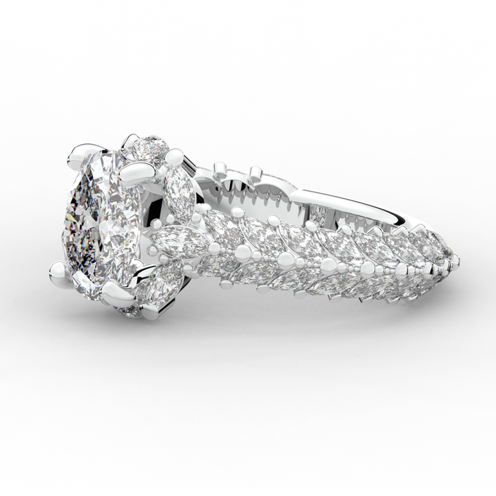 3.10CT.TW OVAL LAB DIAMOND HALO ENGAGEMENT RING - Nazarelle
