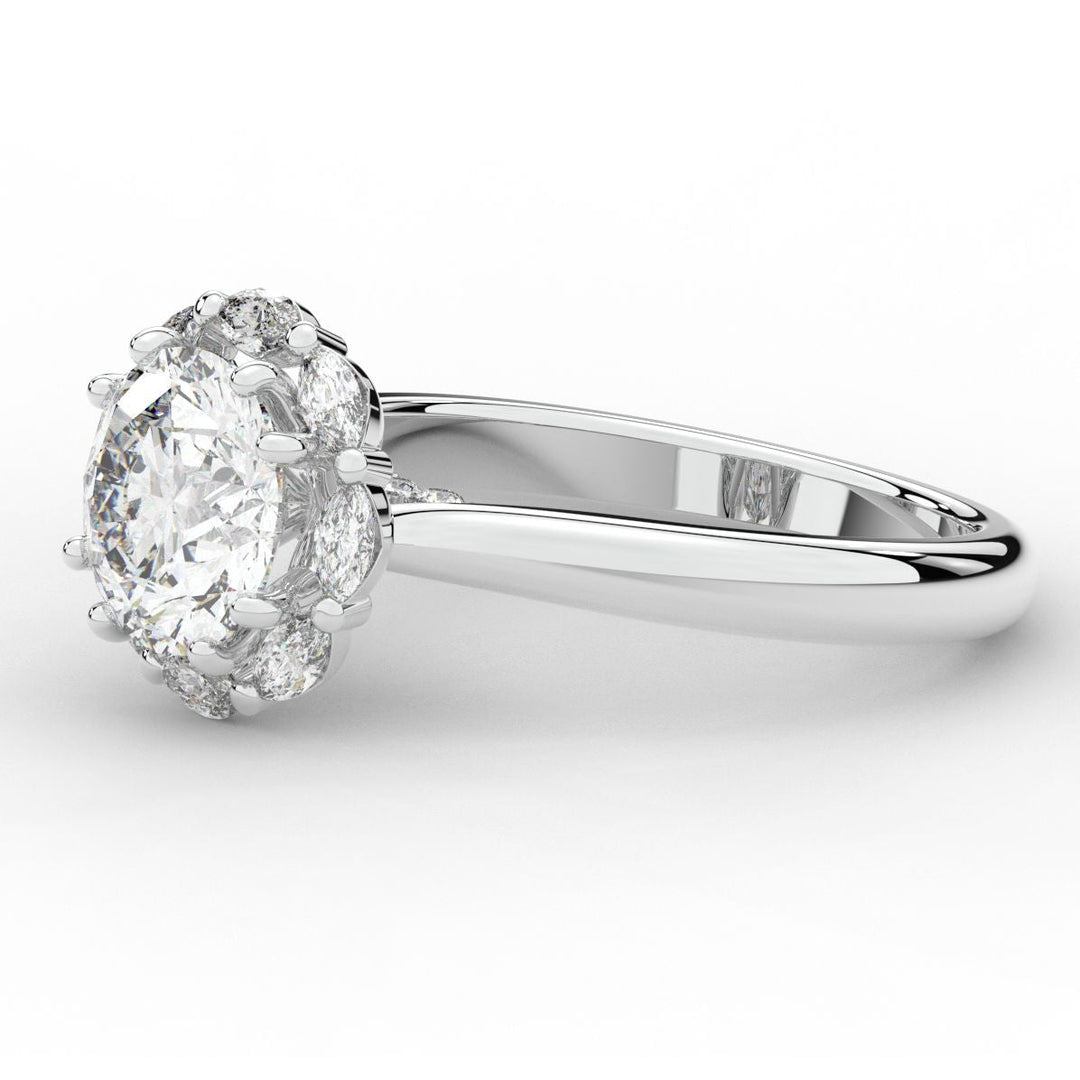 2.40CT.TW ROUND LAB DIAMOND HALO ENGAGEMENT RING - Nazarelle