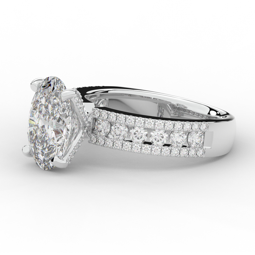 3.95CT.TW OVAL LAB DIAMOND SOLITAIRE ENGAGEMENT RING - Nazarelle