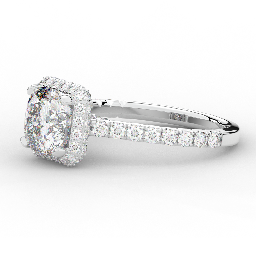 2.75CT.TW CUSHION LAB DIAMOND HALO ENGAGEMENT RING - Nazarelle