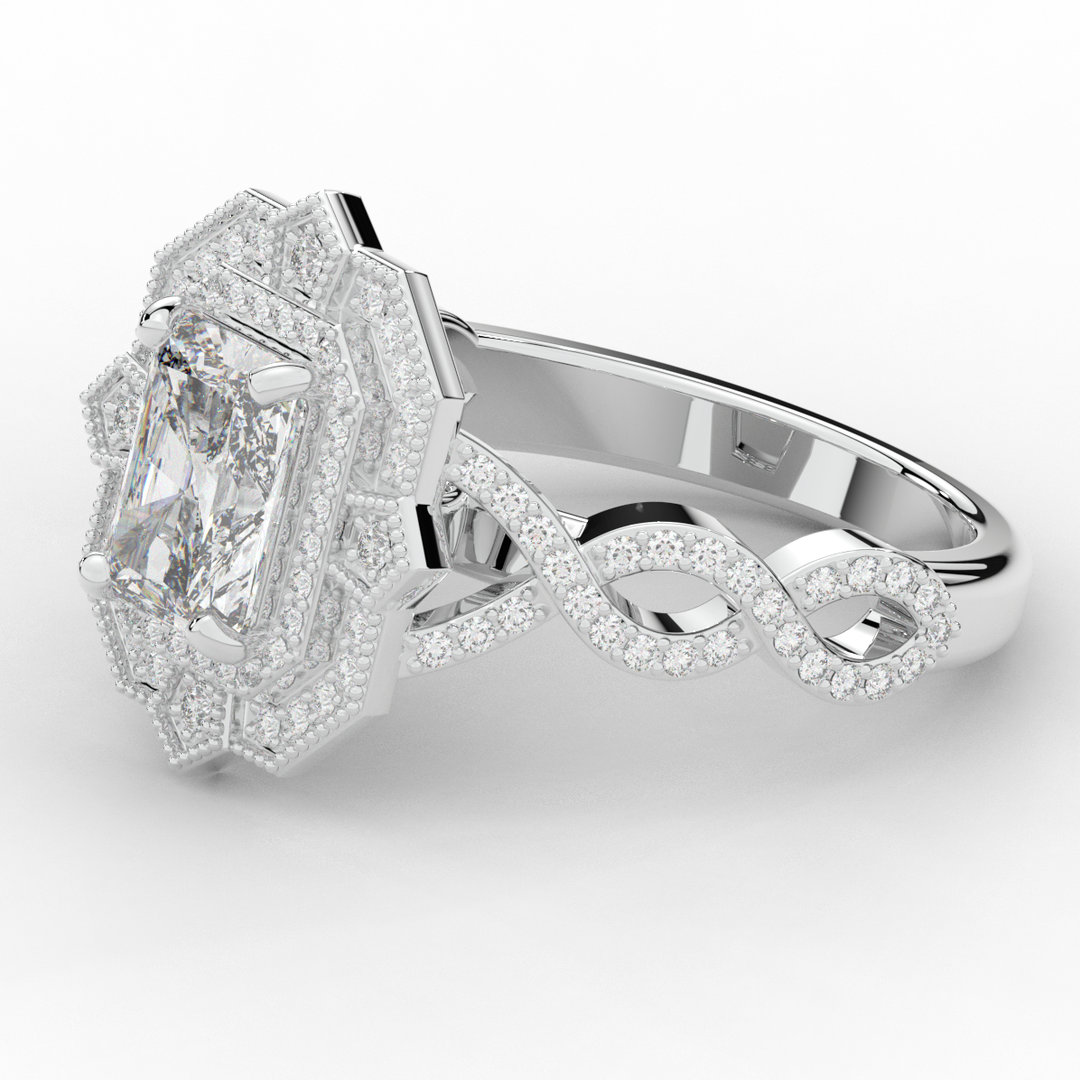1.90CT.TW RADIANT LAB DIAMOND HALO ENGAGEMENT RING - Nazarelle