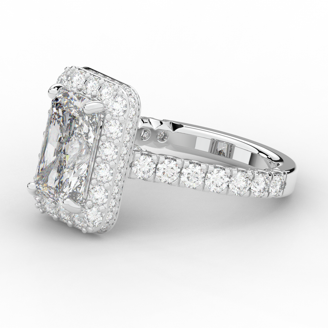 4.50CT.TW RADIANT LAB DIAMOND HALO ENGAGEMENT RING - Nazarelle