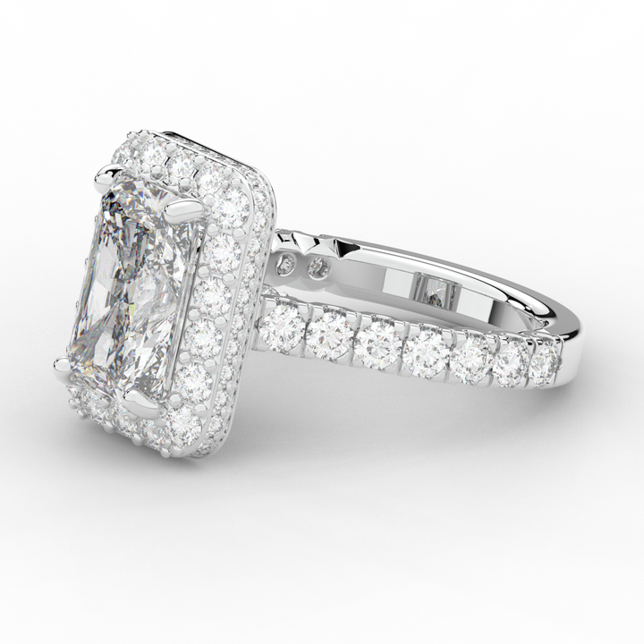 4.50CT.TW RADIANT LAB DIAMOND HALO ENGAGEMENT RING - Nazarelle