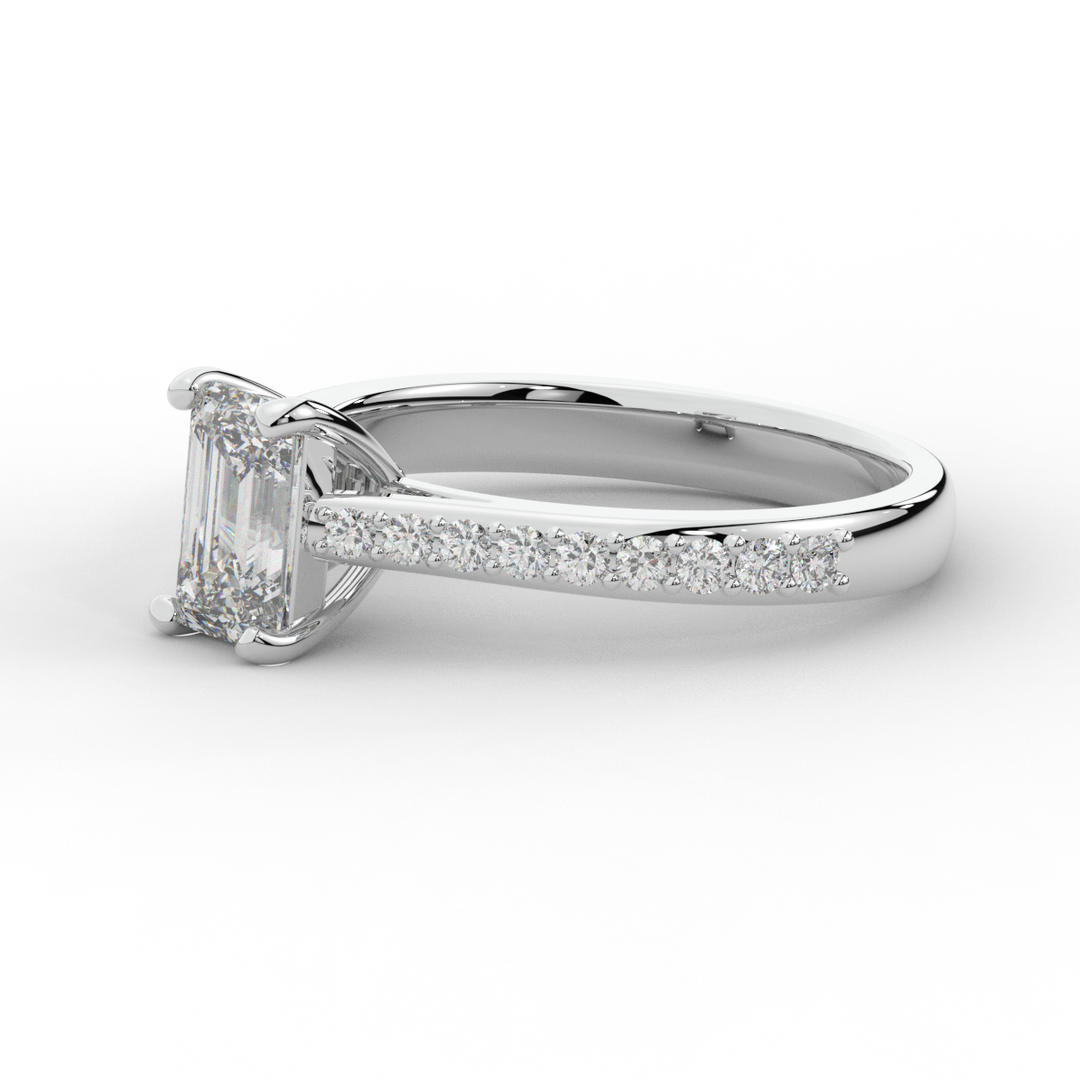 1.25CT.TW EMERALD CUT LAB DIAMOND SOLITAIRE ENGAGEMENT RING - Nazarelle