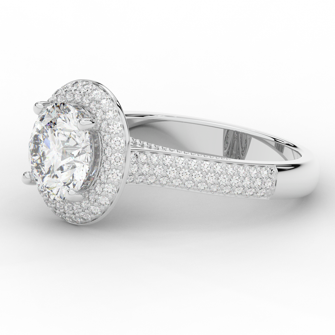 2.45CT.TW ROUND LAB DIAMOND HALO ENGAGEMENT RING - Nazarelle