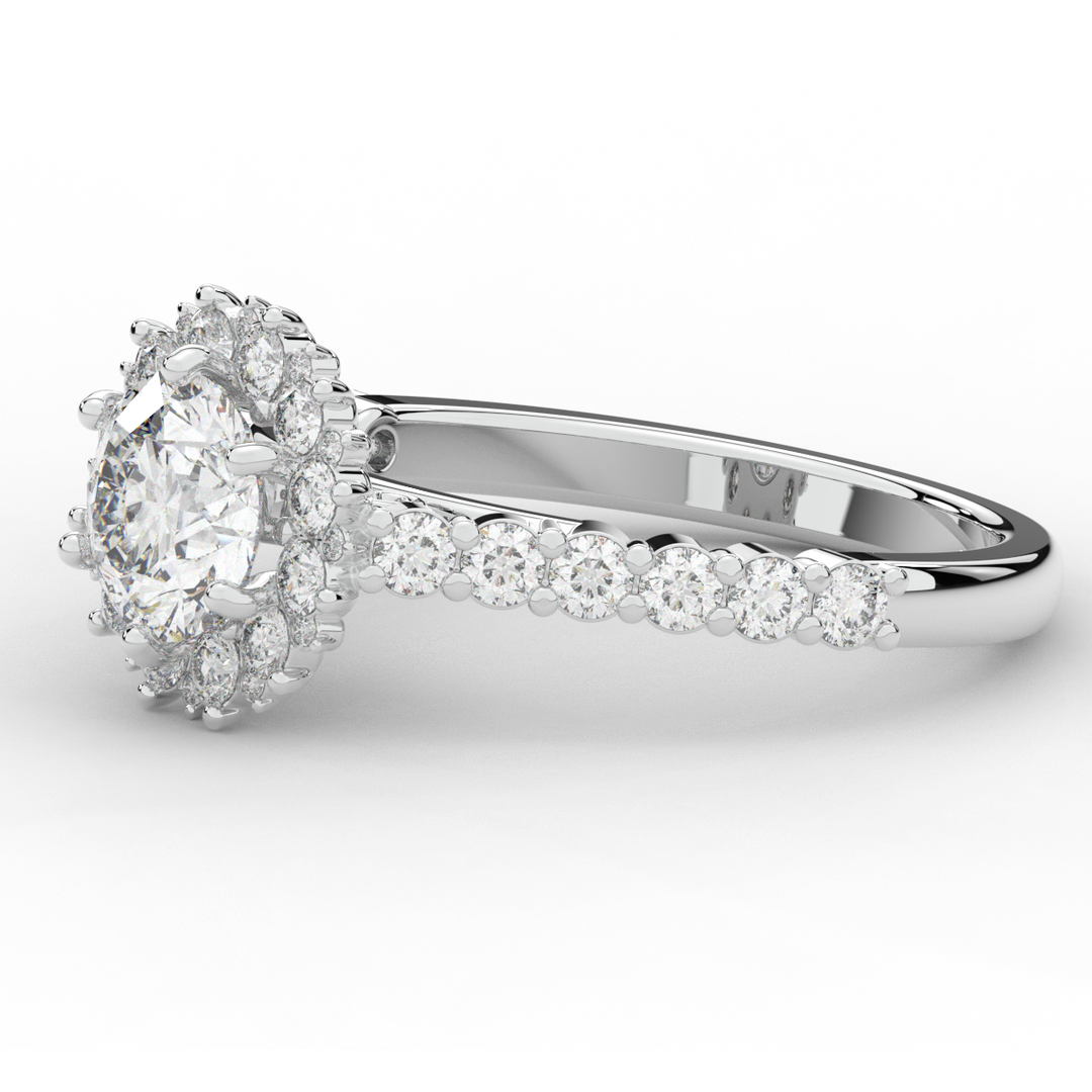 1.60CT.TW ROUND LAB DIAMOND HALO ENGAGEMENT RING - Nazarelle