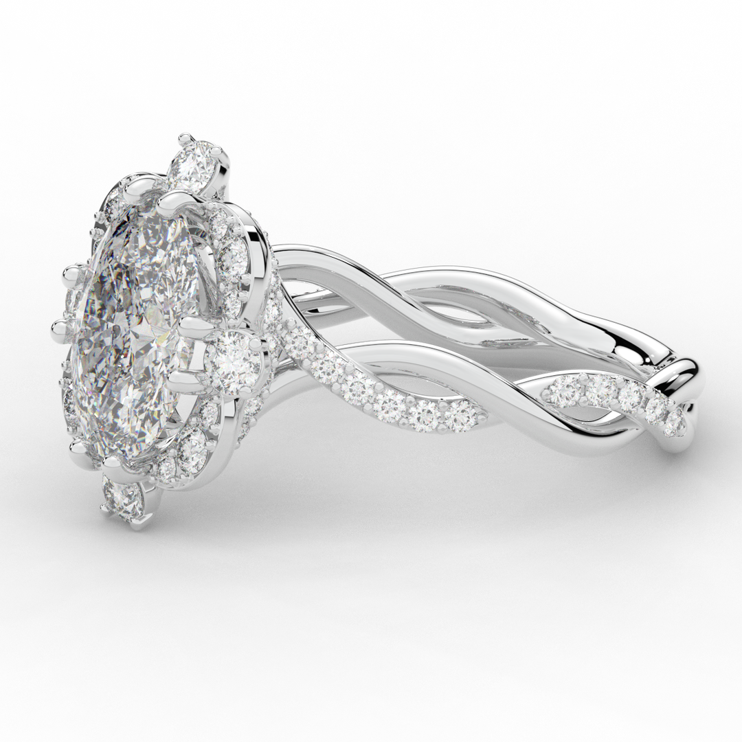 2.70CT.TW OVAL LAB DIAMOND HALO ENGAGEMENT RING - Nazarelle