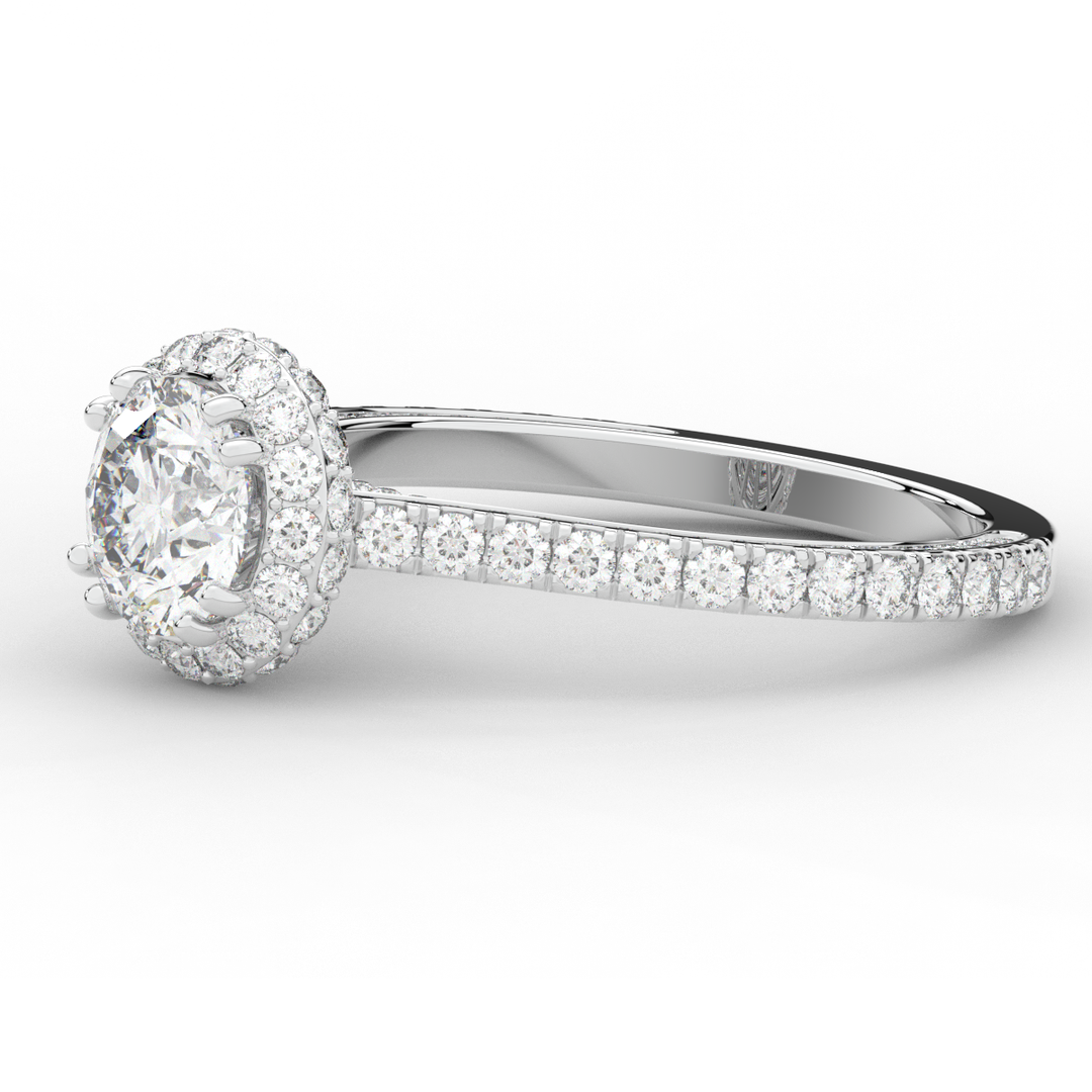 1.90CT.TW ROUND LAB DIAMOND HALO ENGAGEMENT RING - Nazarelle