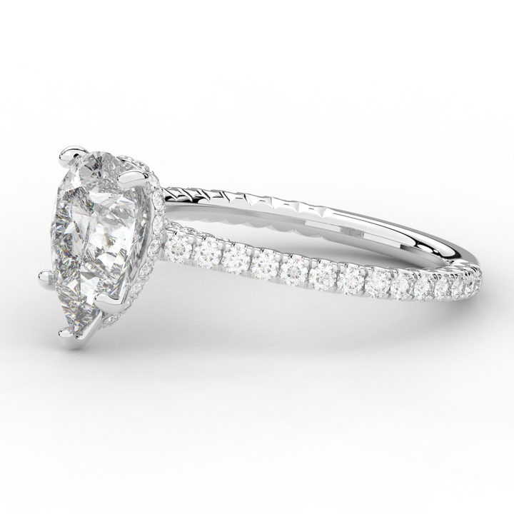 2.50CT.TW PEAR LAB DIAMOND UNDERHALO SOLITAIRE ENGAGEMENT RING - Nazarelle